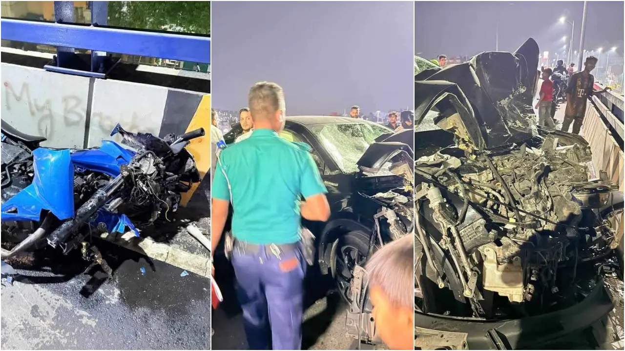 কালশী ফ্লাইওভারে গাড়ির সঙ্গে মোটরসাইকেলের সংঘর্ষে দুই যুবক নিহত