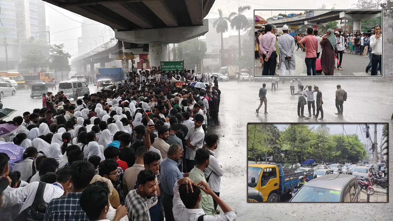 রোদের পর বৃষ্টি, অবরোধে স্থবির ঢাকা