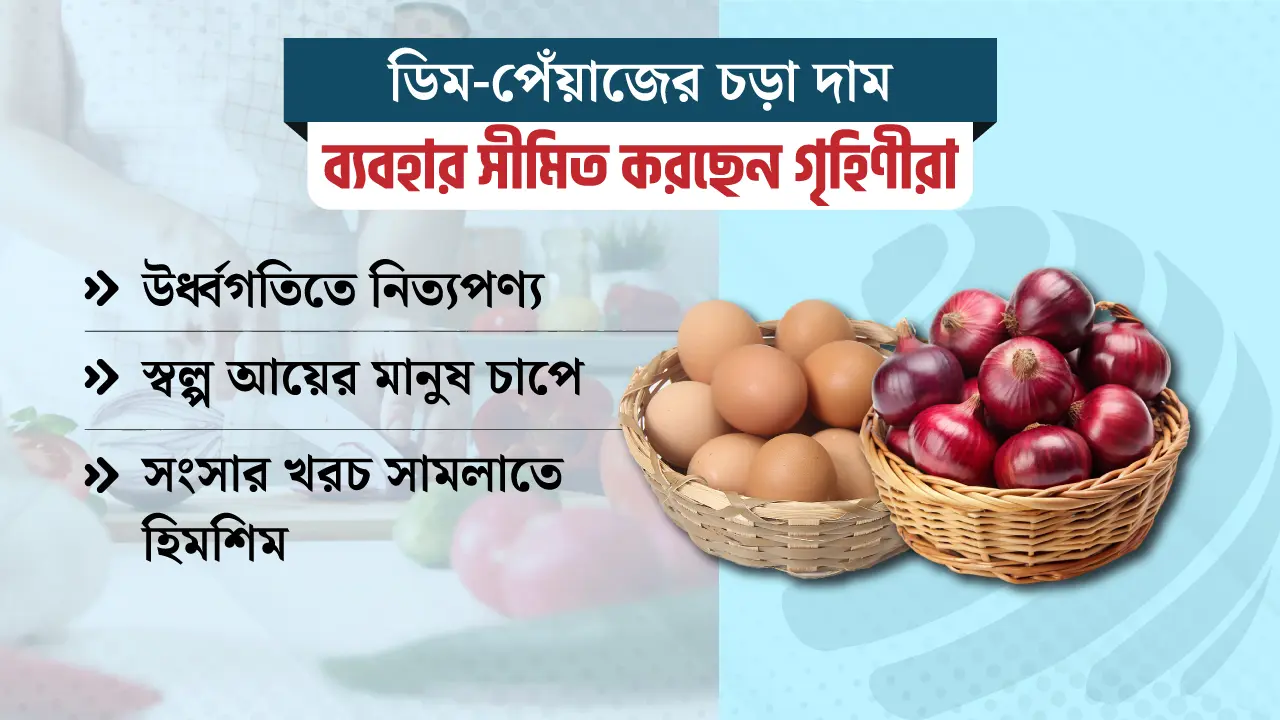 ডিম-পেঁয়াজের চড়া দাম : রান্নায় ব্যবহার সীমিত করছেন গৃহিণীরা