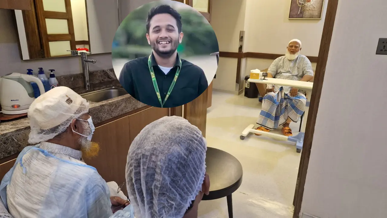 জামায়াত আমিরকে দেখতে হাসপাতালে শহীদ মুগ্ধের বাবা
