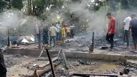 মাদকাসক্ত ছেলের দেওয়া আগুনে বসতঘর পুড়ে ছাই