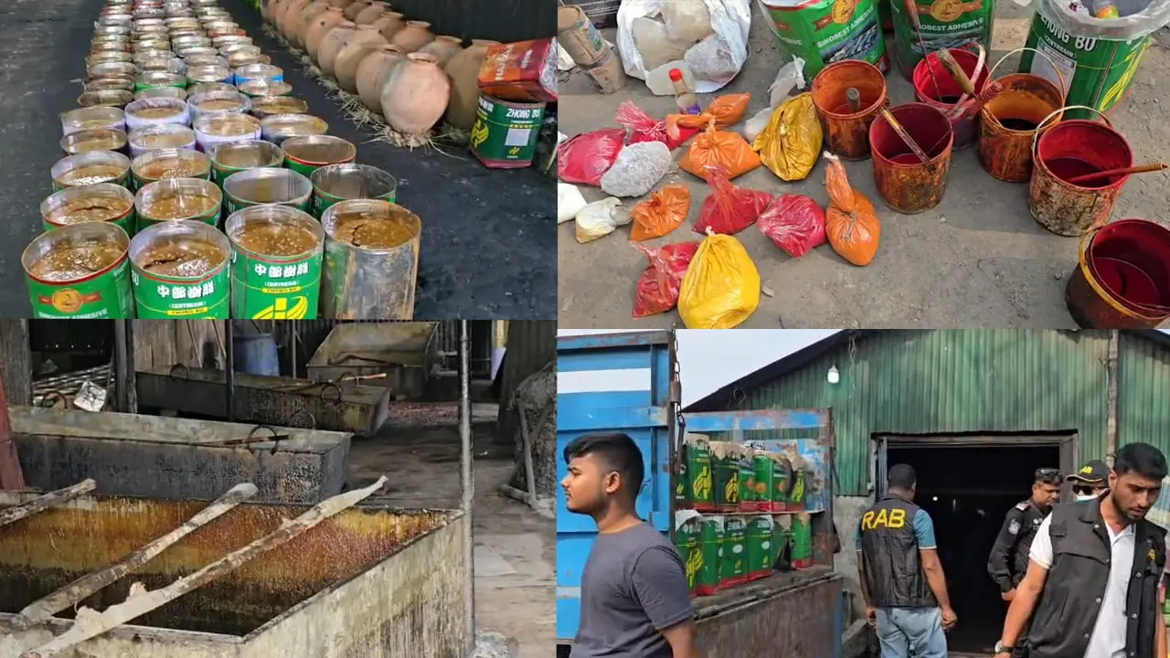 রং-আটা-আঠা ও কেমিক্যাল মিশিয়ে তৈরি হচ্ছে গুড়