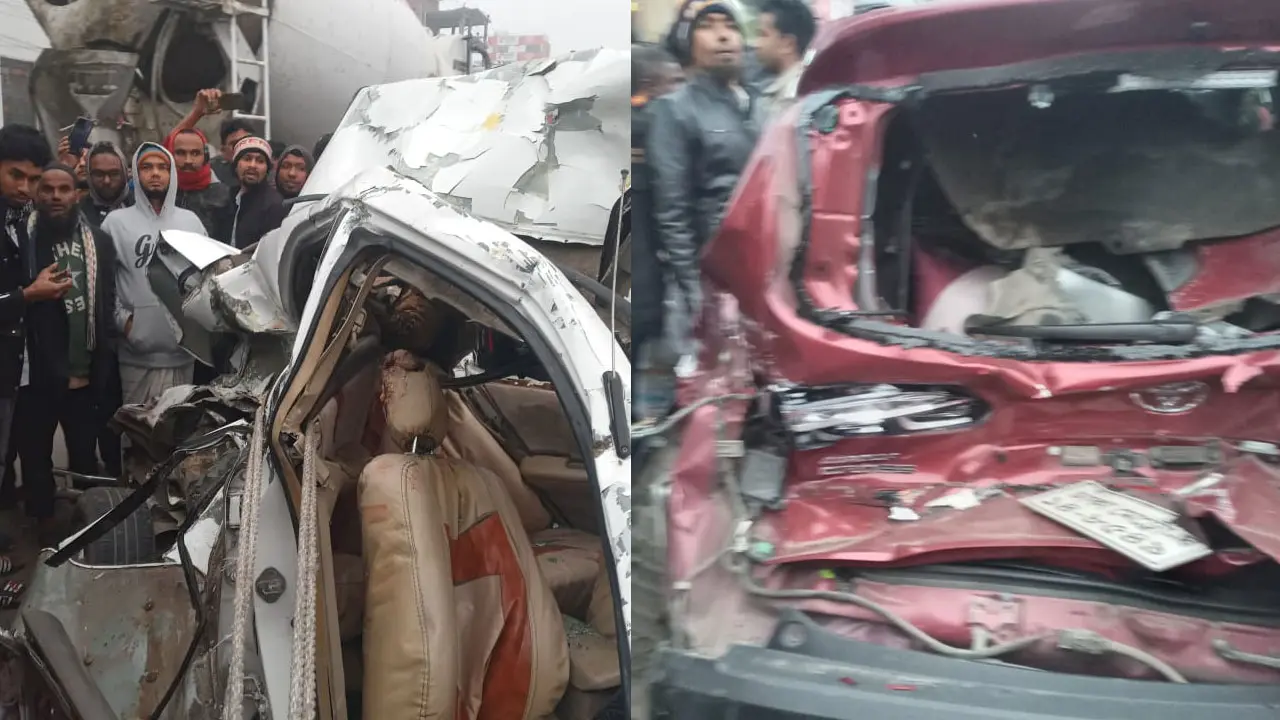 চার যানবাহনের ধাক্কায় প্রাইভেট কারে থাকা মা-মেয়ে নিহত