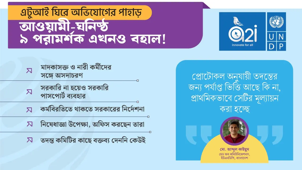 এখনও বহাল আওয়ামী-ঘনিষ্ঠ এটুআই’র ৯ পরামর্শক