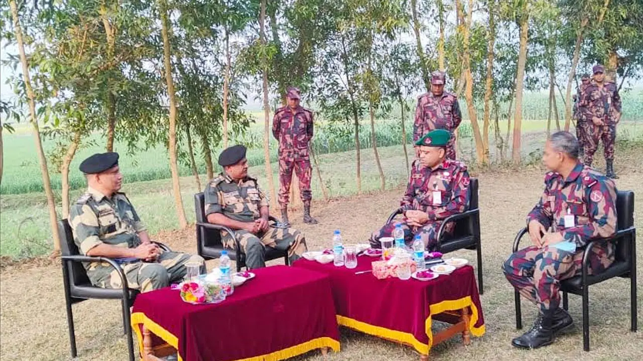 বিজিবি-বিএসএফ সৌজন্য সাক্ষাৎ, মহেশপুর সীমান্ত এলাকা পরিদর্শন 