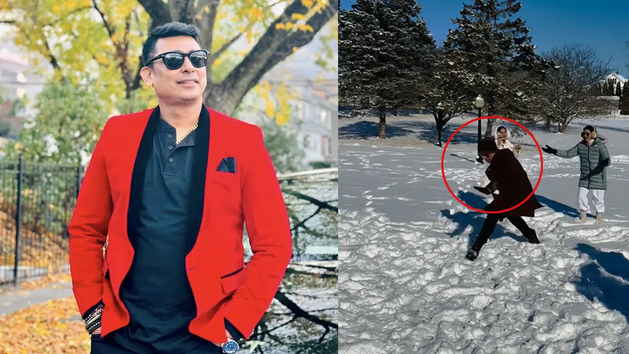 নায়িকার অনুরোধে বরফের ওপর জায়েদ খানের ডিগবাজি
