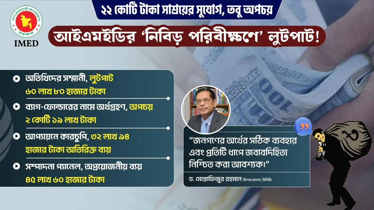 ৪ কোটি টাকার কাজ ২৬ কোটিতে করছে আইএমইডি!