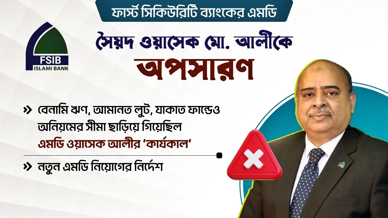 দুর্নীতির দায়ে ফার্স্ট সিকিউরিটি ব্যাংকের এমডি অপসারণ
