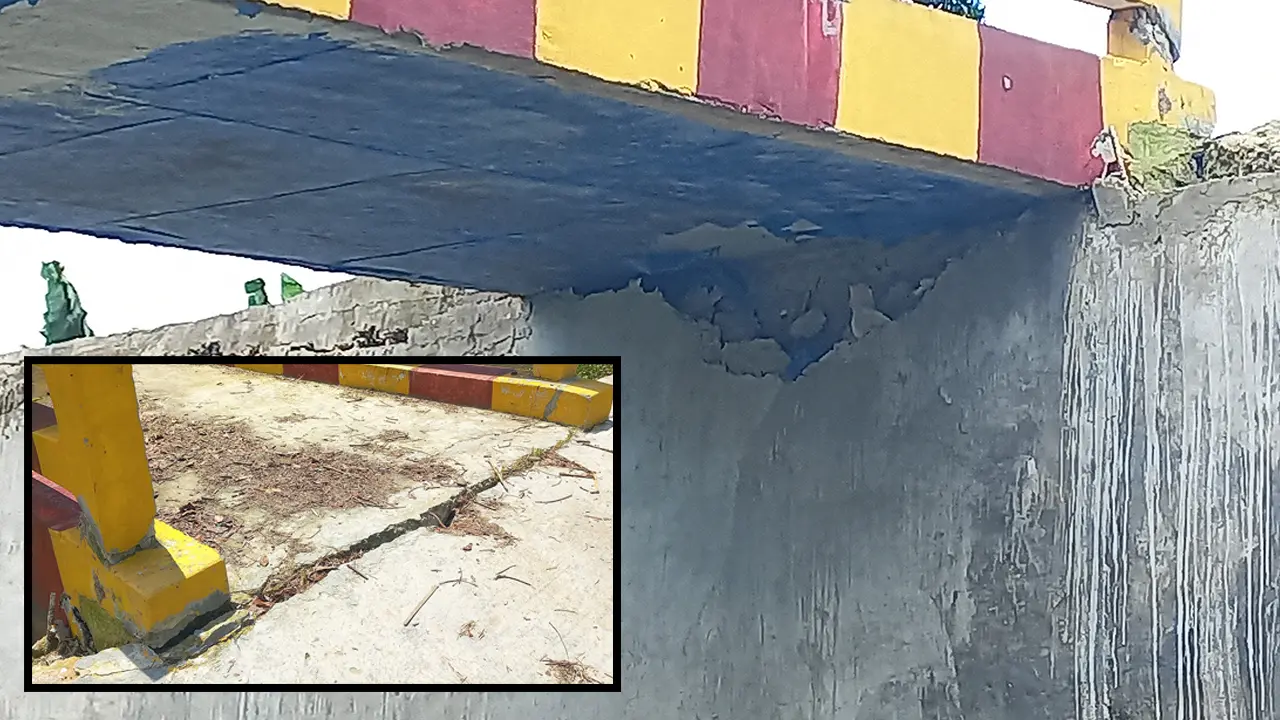 বছর না পেরোতেই ব্রিজে ভাঙন, আতঙ্ক নিয়ে পারাপার