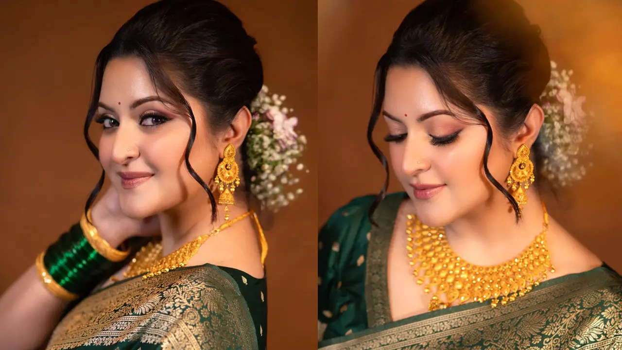 বেনারসি, ভারী গহনায় চমকে দিলেন পরীমণি