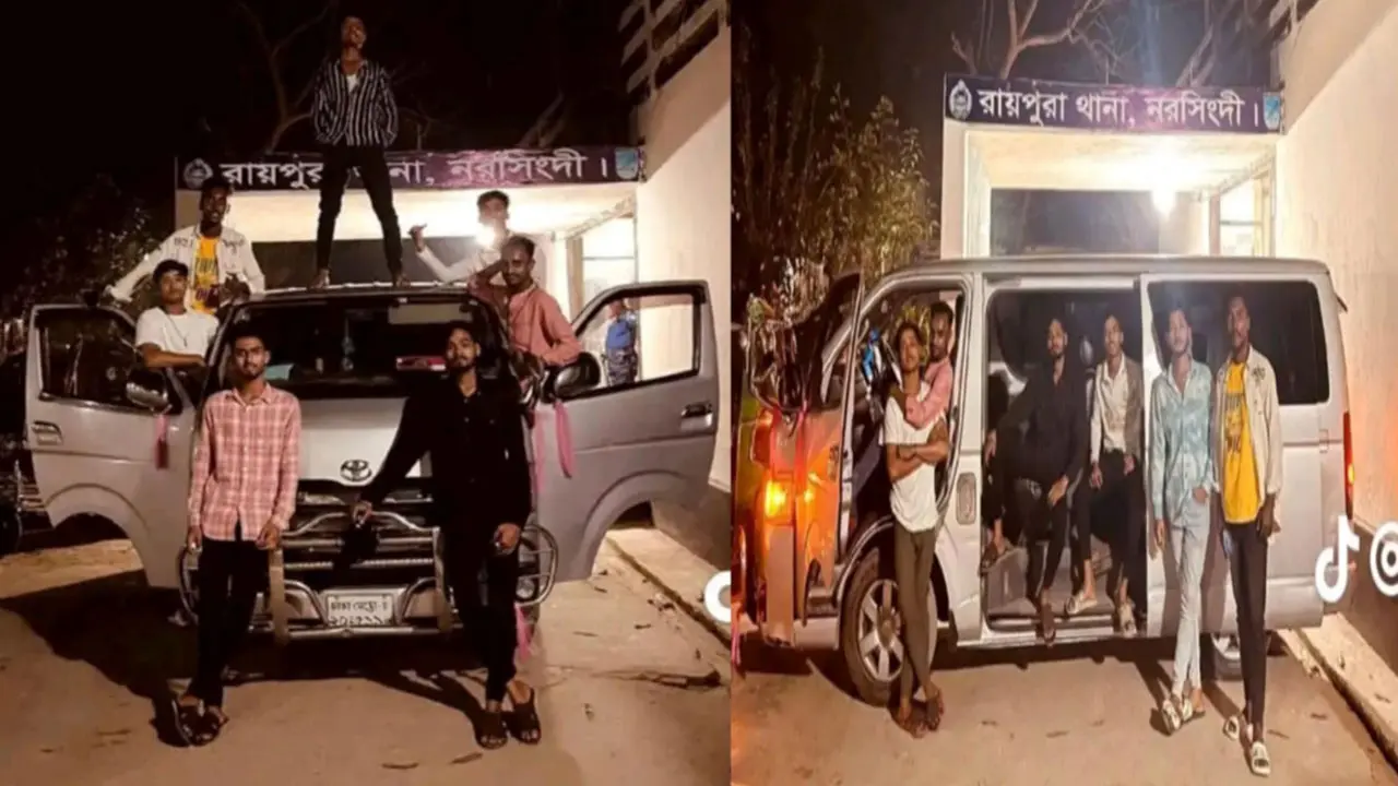 থানার সামনে ফিল্মি গ্যাং স্টাইলে তোলা ছবি ফেসবুকে, সমালোচনার ঝড়