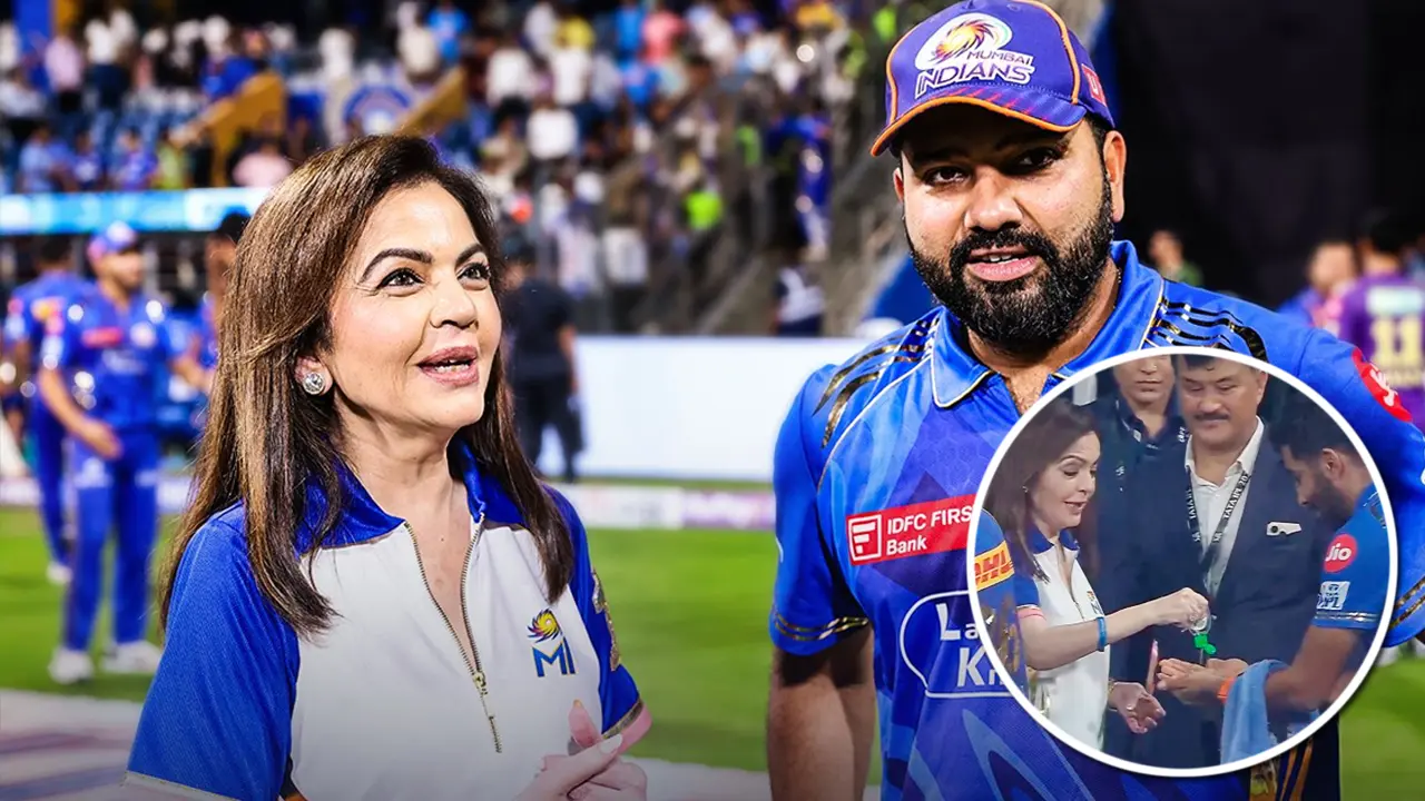 স্যানিটাইজার লাগিয়ে ক্রিকেটারদের সঙ্গে হাত মেলালেন নীতা আম্বানি