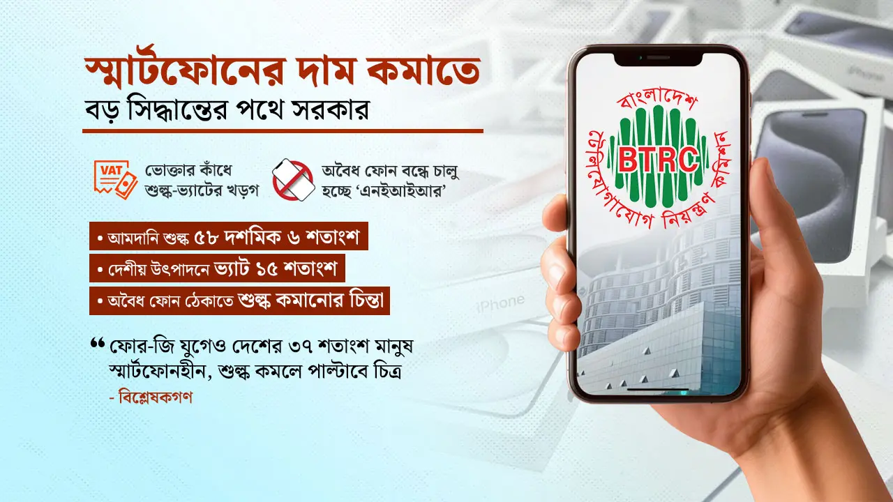স্মার্টফোনের দাম কমাতে শুল্ক-ভ্যাট হ্রাসের প্রস্তাব বিটিআরসি’র