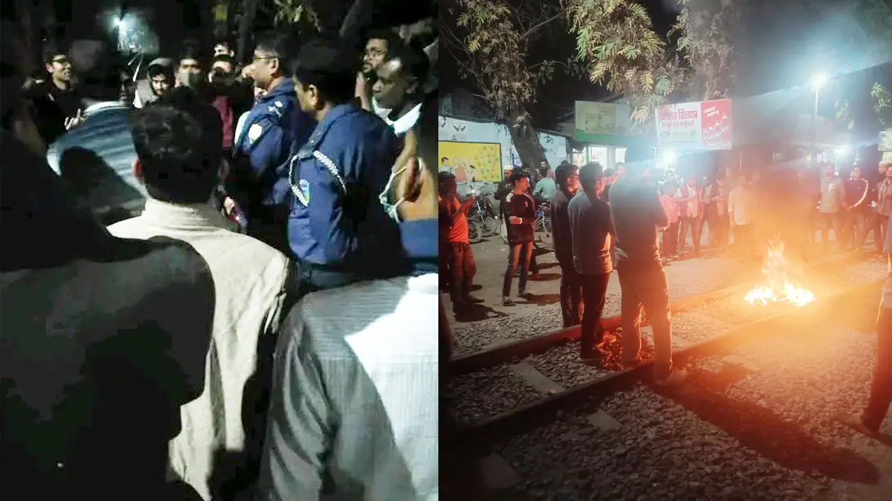 বাকৃবিতে রেলপথ অবরোধ, ঢাকা-ময়মনসিংহ ট্রেন চলাচল বন্ধ