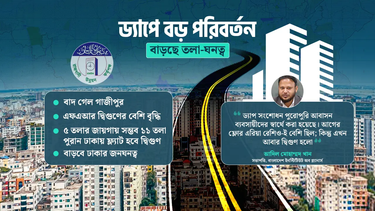 ড্যাপ সংশোধন, পাঁচতলা ভবন হবে ১১ তলা