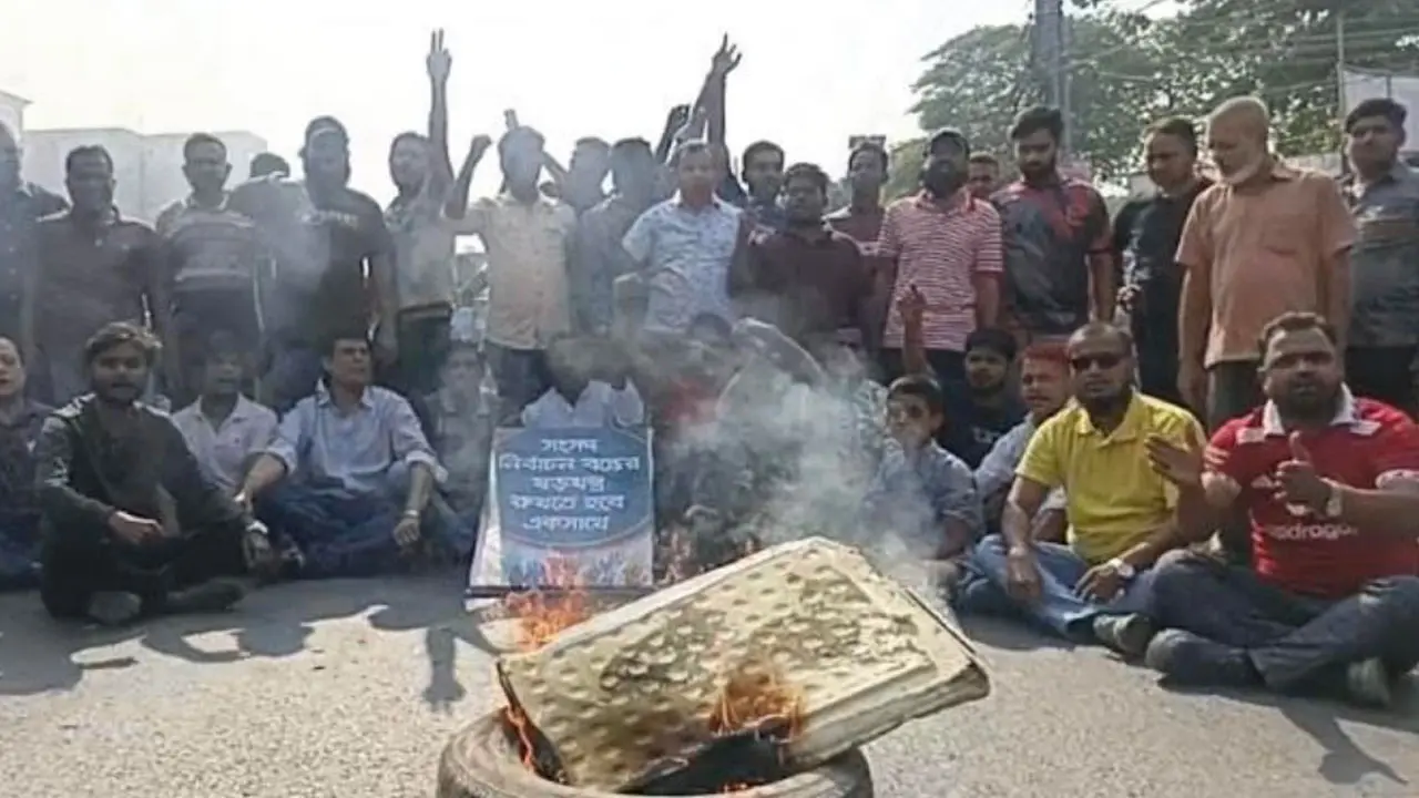 ঢাকা-ময়মনসিংহ মহাসড়কে টায়ার জ্বালিয়ে বিএনপির নেতাকর্মীদের বিক্ষোভ