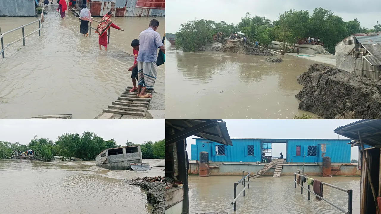 দাকোপে জোয়ারের পানির চাপে ভেঙে গেল বাঁধ, প্লাবিত চারটি গ্রাম