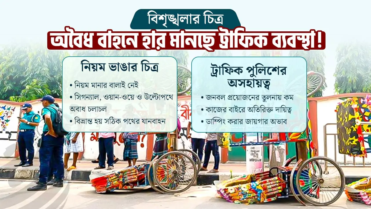 উল্টোপথে অবাধ চলাচল, অসহায় ট্রাফিক বিভাগ