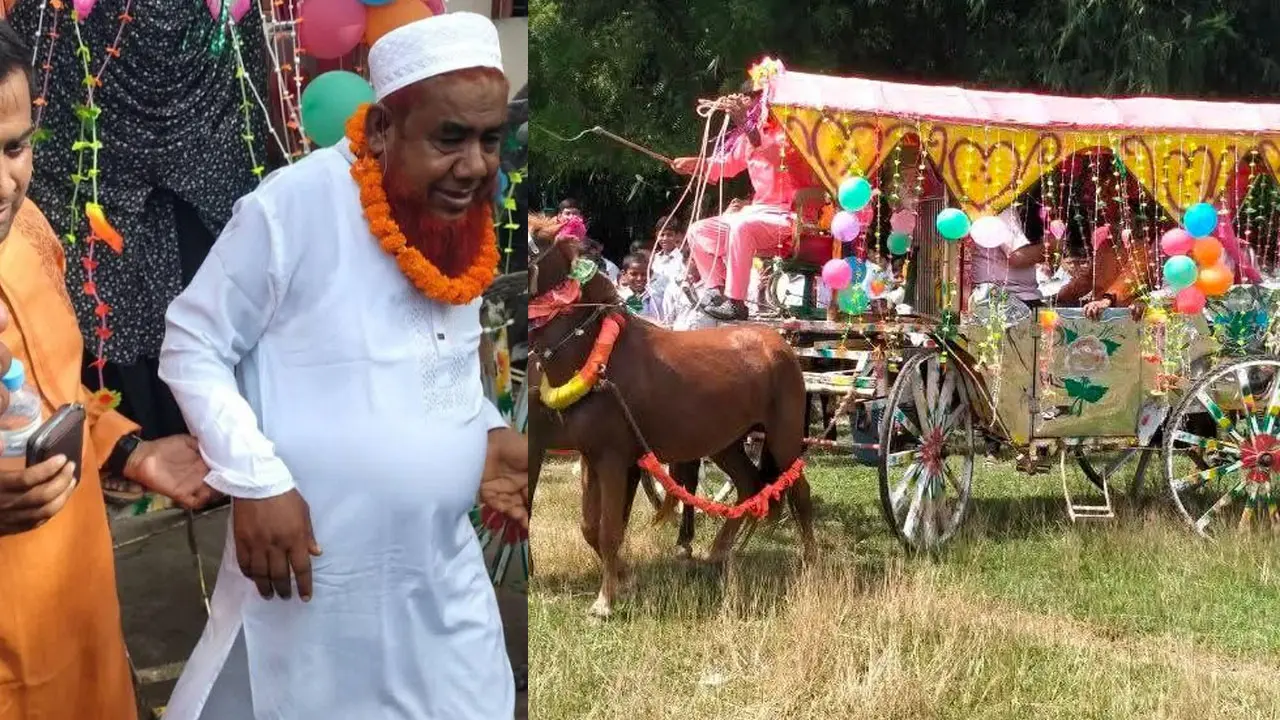 চুয়াডাঙ্গায় শিক্ষককে ঘোড়ার গাড়িতে চড়িয়ে রাজকীয় বিদায়