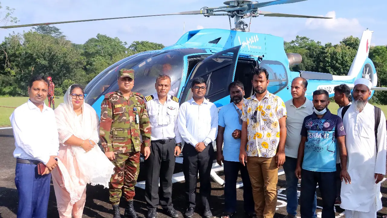 হেলিকপ্টারে নিজ গ্রামে পৌঁছালো খুবি শিক্ষার্থীর মরদেহ