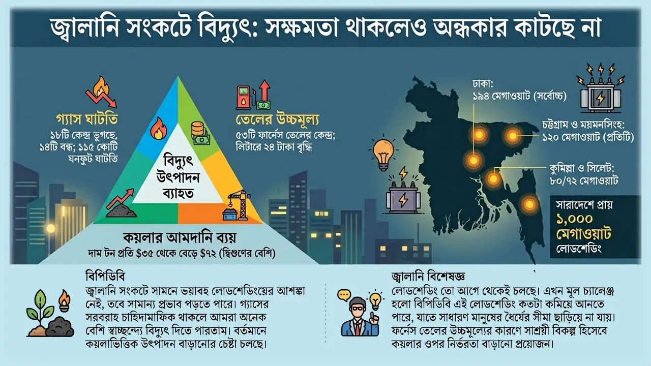 গ্যাসের ঘাটতি তেলের আগুন, লোডশেডিংয়ের ছায়া গ্রাম ছাড়িয়ে শহরে