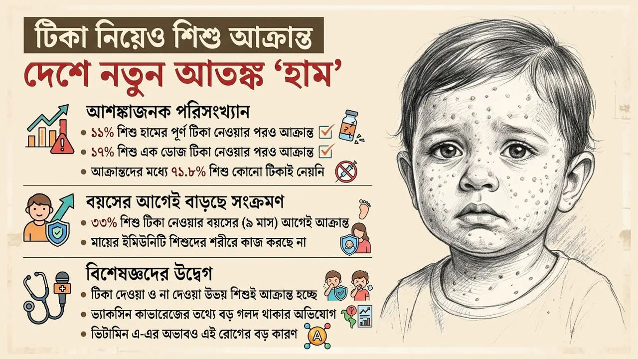 টিকা নিয়েও ১১ শতাংশ শিশু হামে আক্রান্ত: নতুন গবেষণার তাগিদ