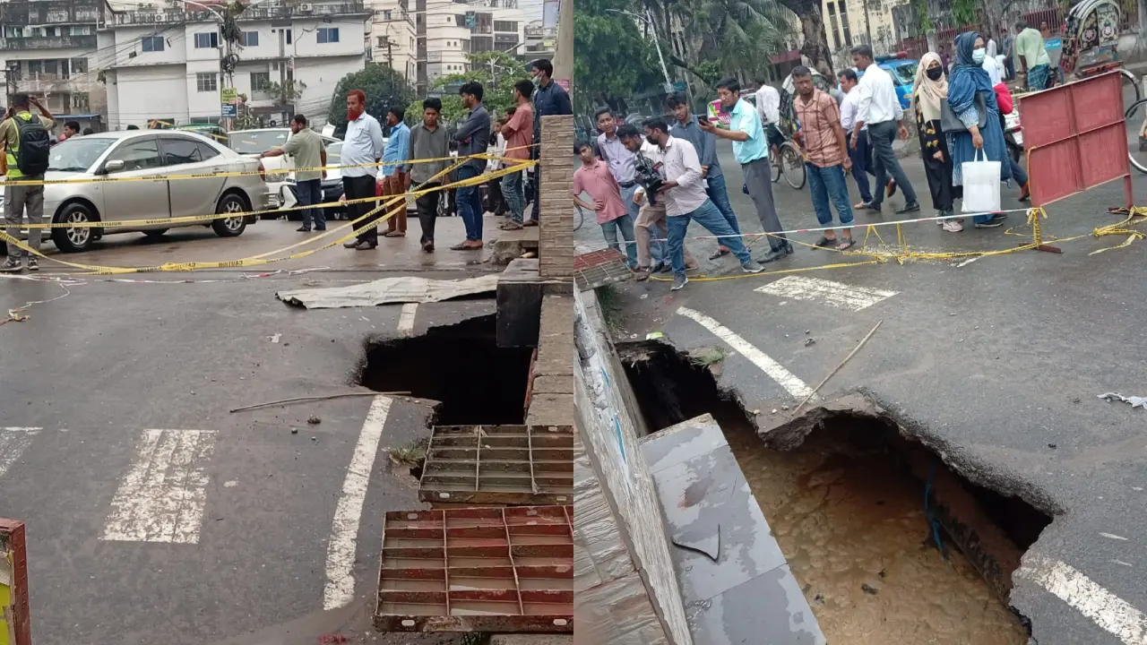 গুঁড়ি গুঁড়ি বৃষ্টিতে চট্টগ্রামের সড়ক দেবে গর্ত
