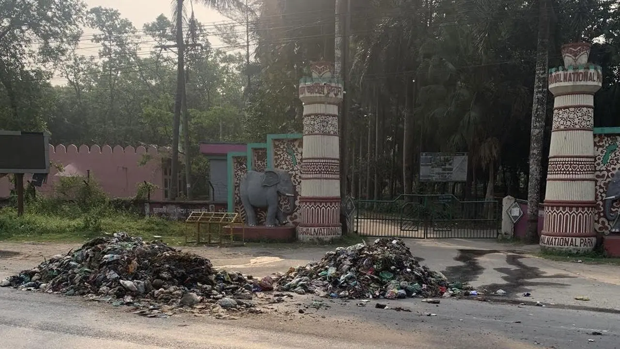 জাতীয় উদ্যানের ফটকে সিটি করপোরশনের ময়লা!
