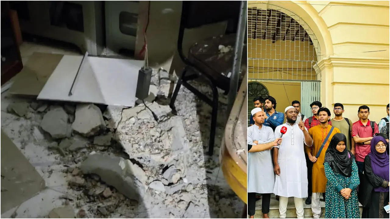 জবিতে ছাদের পলেস্তারা পড়ে দুই শিক্ষার্থী আহত, ক্যম্পাসে বিক্ষোভ