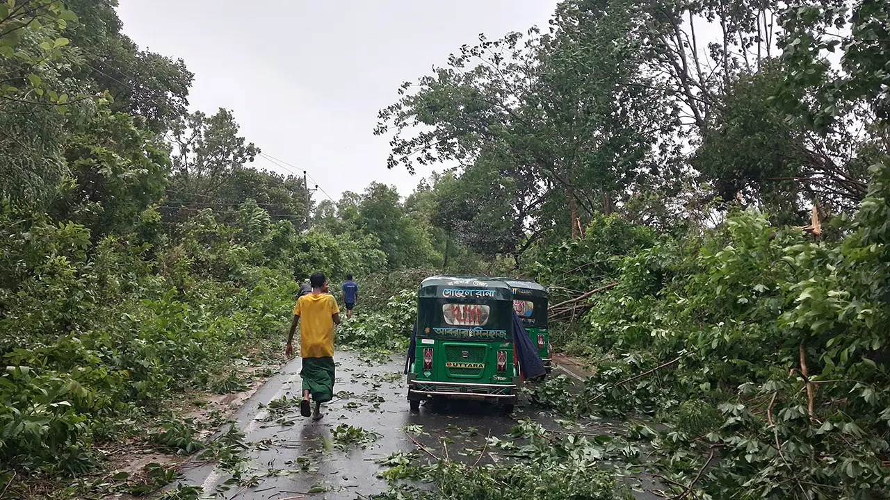 কালবৈশাখি ঝড়ে গাছ পড়ে ঢাকা-চট্টগ্রাম সড়ক যোগাযোগ বন্ধ
