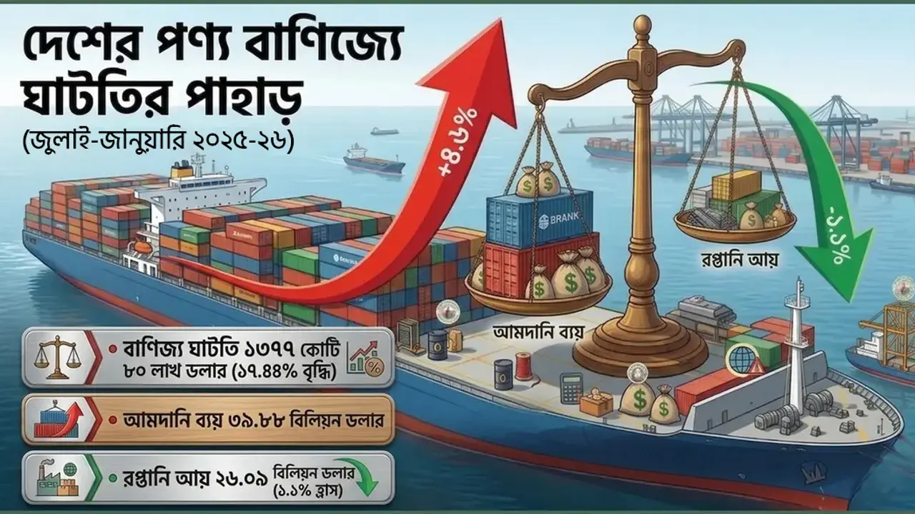 কমছে রপ্তানি, বাড়ছে বাণিজ্য ঘাটতির চাপ