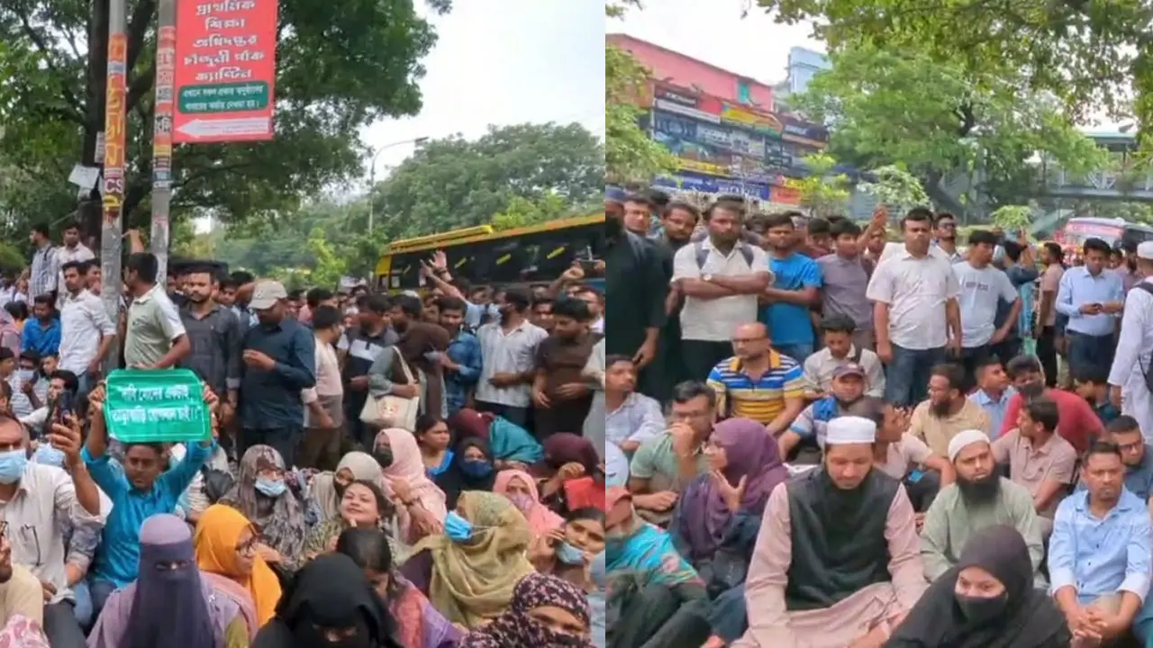 মিরপুরে নিয়োগের দাবিতে অবস্থান কর্মসূচিতে প্রাথমিকের শিক্ষকরা