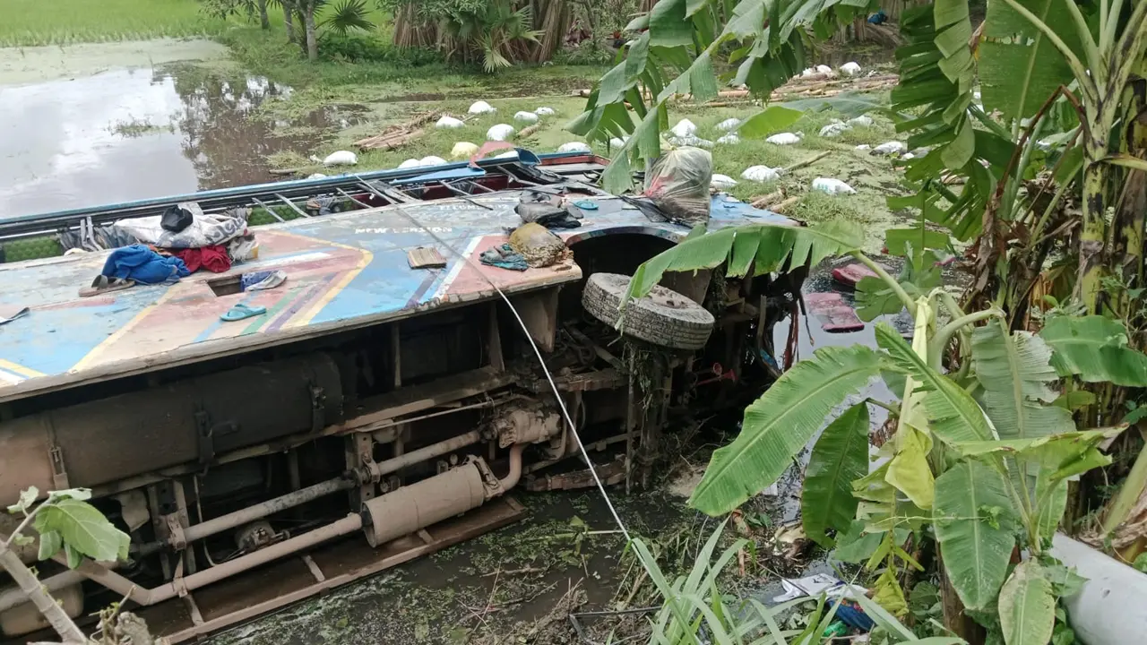 ফরিদপুরে ট্রাকের সঙ্গে সংঘর্ষে বাস উল্টে খাদে, ১৯ যাত্রী আহত