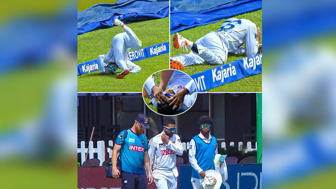 বাউন্ডারি বাঁচাতে গিয়ে মাঠ থেকে হাসপাতালে চান্ডিমাল