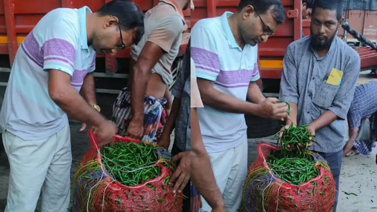 সোনা মসজিদ স্থলবন্দর দিয়ে ৯ মাস পর কাঁচা মরিচ আমদানি শুরু