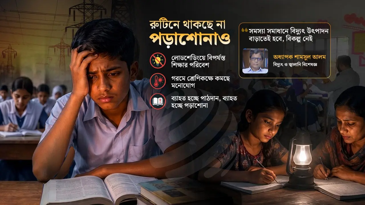 গ্রামাঞ্চলে লোডশেডিংয়ের ধকল, ব্যাহত শিক্ষার্থীদের পড়াশোনা