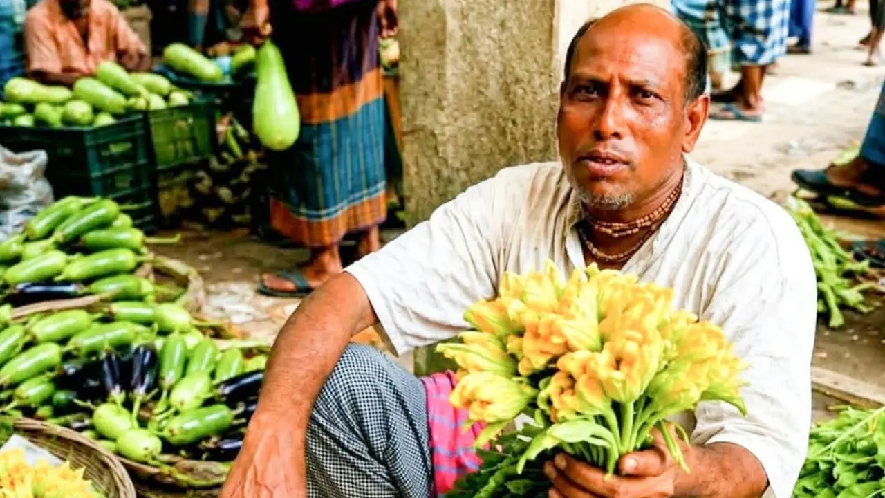 মাগুরার হাটে কুমড়ো ফুলের কদর, কৃষকের বাড়তি আয়