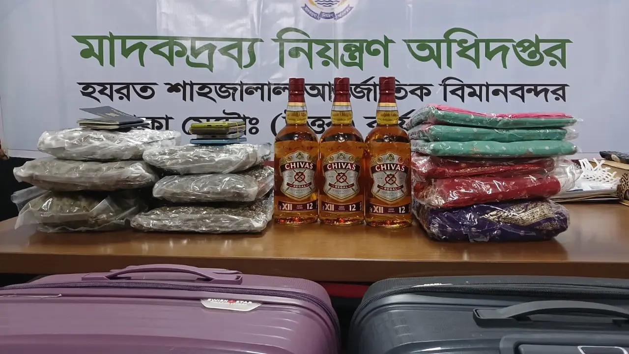 শাড়ির নিচে কুশ-মদ নিয়ে শাহজালাল বিমানবন্দরে, গ্রেপ্তার দুই ভারতীয়