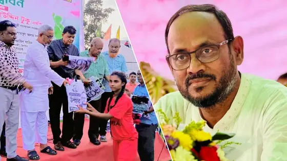 অনূর্ধ্ব-১৪ নারী ফুটবলারদের তাঁতের শাড়ি উপহার দিলেন প্রতিমন্ত্রী টুকু