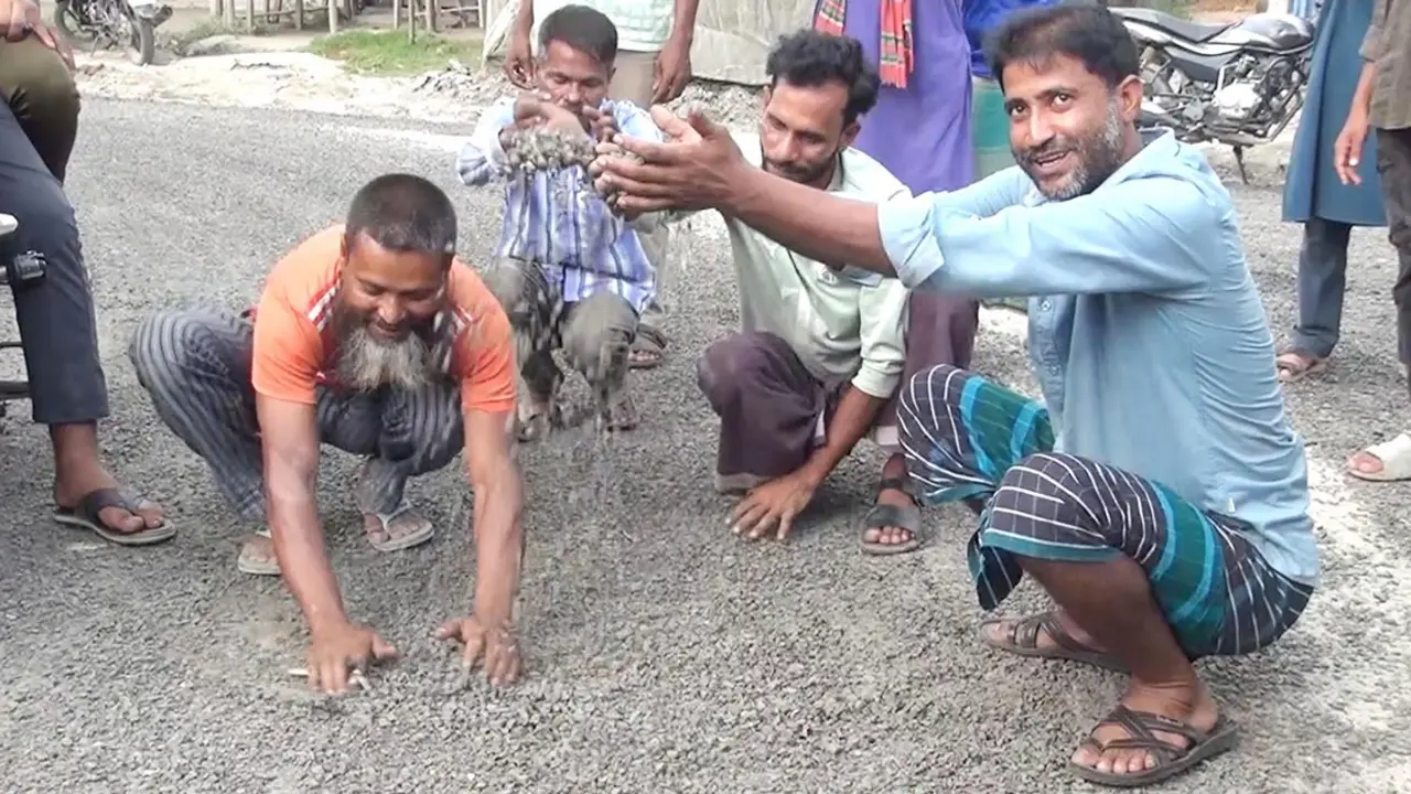 হাত দিয়েই উঠে যাচ্ছে কোটি টাকার সড়কের পিচ-পাথর