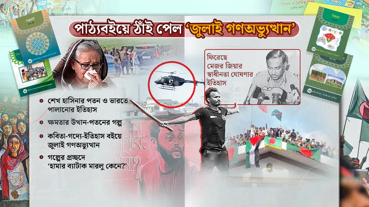 ‘হেলিকপ্টার থেকে গুলি’ ও ‘হাসিনার পালানো’ এখন মাধ্যমিকের বইয়ে