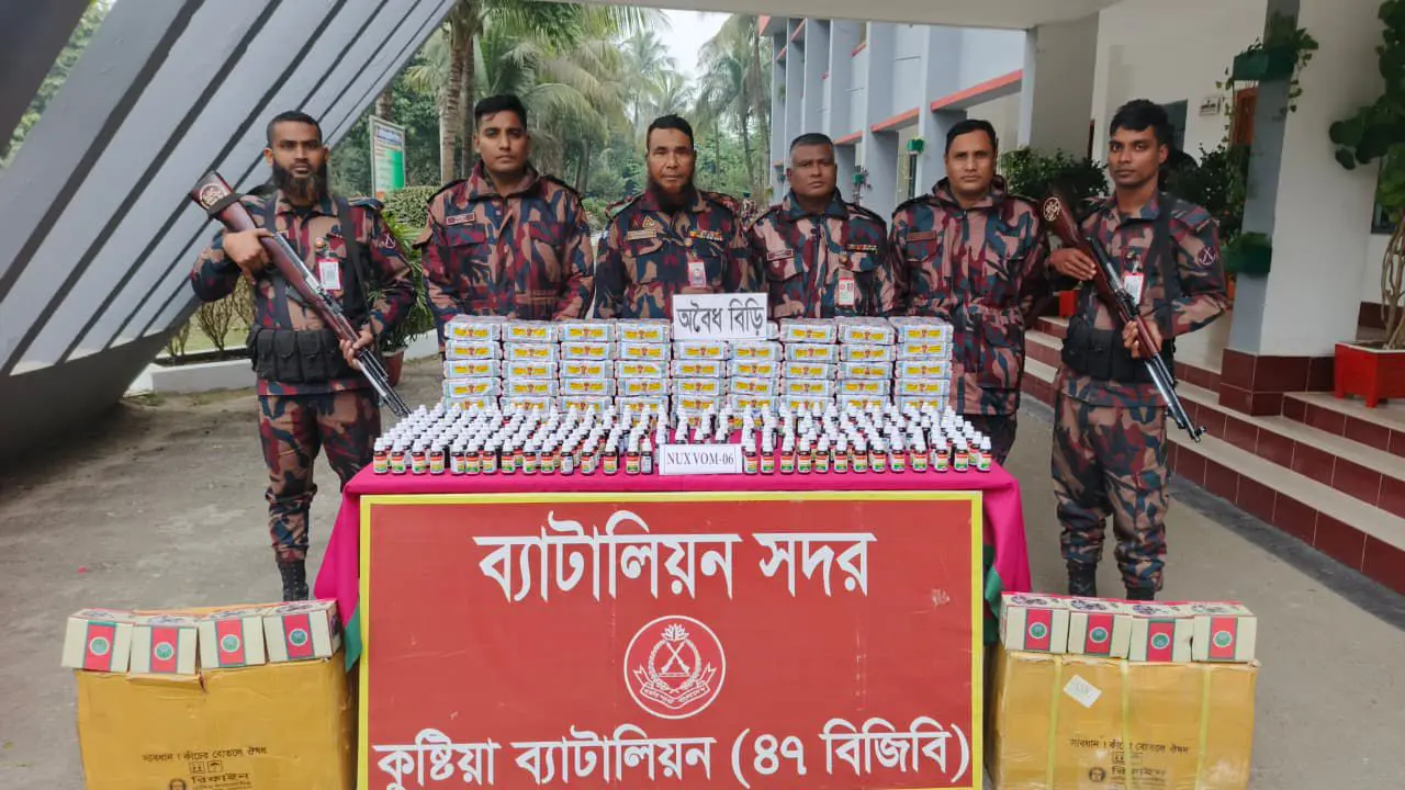 কুষ্টিয়ায় মালিকবিহীন অ্যালকোহল ও নকল বিড়ি উদ্ধার