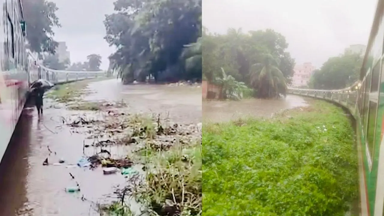 পানির নিচে রেললাইন, আটকে আছে কক্সবাজারগামী ‘পর্যটক এক্সপ্রেস’