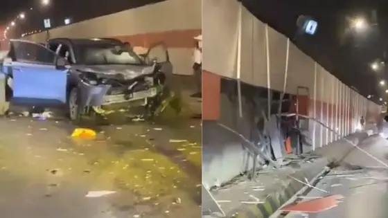 কর্ণফুলী টানেলের দেয়ালে প্রাইভেট কারের ধাক্কা, বোর্ড ক্ষতিগ্রস্ত