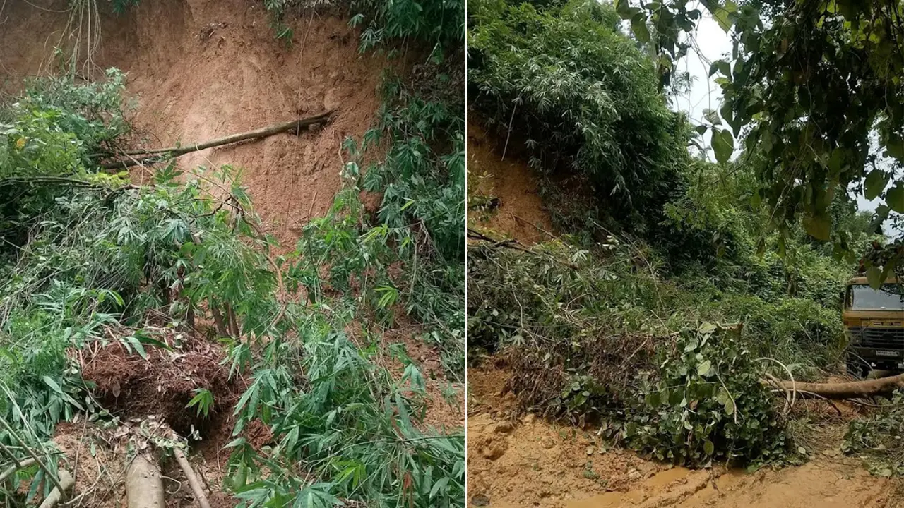 শেরপুরে টানা বর্ষণে পাহাড় ধস, সীমান্ত সড়ক বন্ধ