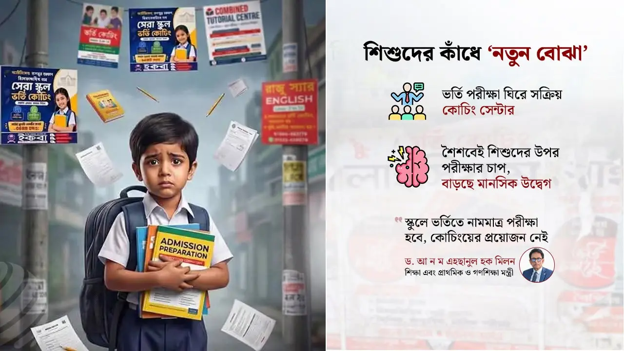 স্কুলে ভর্তি পরীক্ষা ঘিরে কোচিংমুখী অভিভাবকরা, চাপে শিশুরা