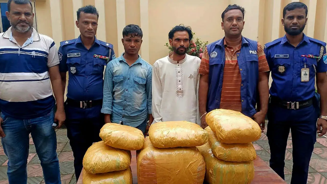 কিশোরগঞ্জে ১৫ কেজি গাঁজাসহ শ্যালক-দুলাভাই আটক