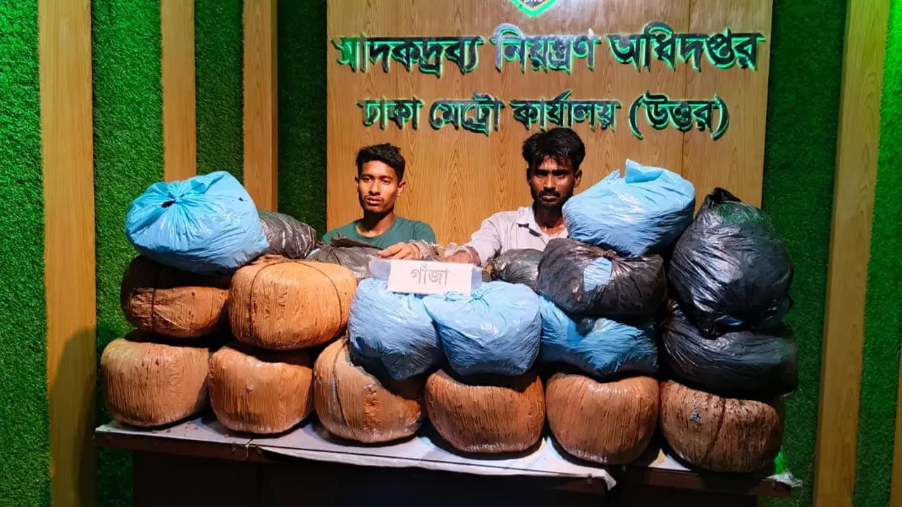 পিকআপভ্যান ভর্তি গাঁজা নিয়ে ঢাকায়, পথে ধরা ২ কারবারি