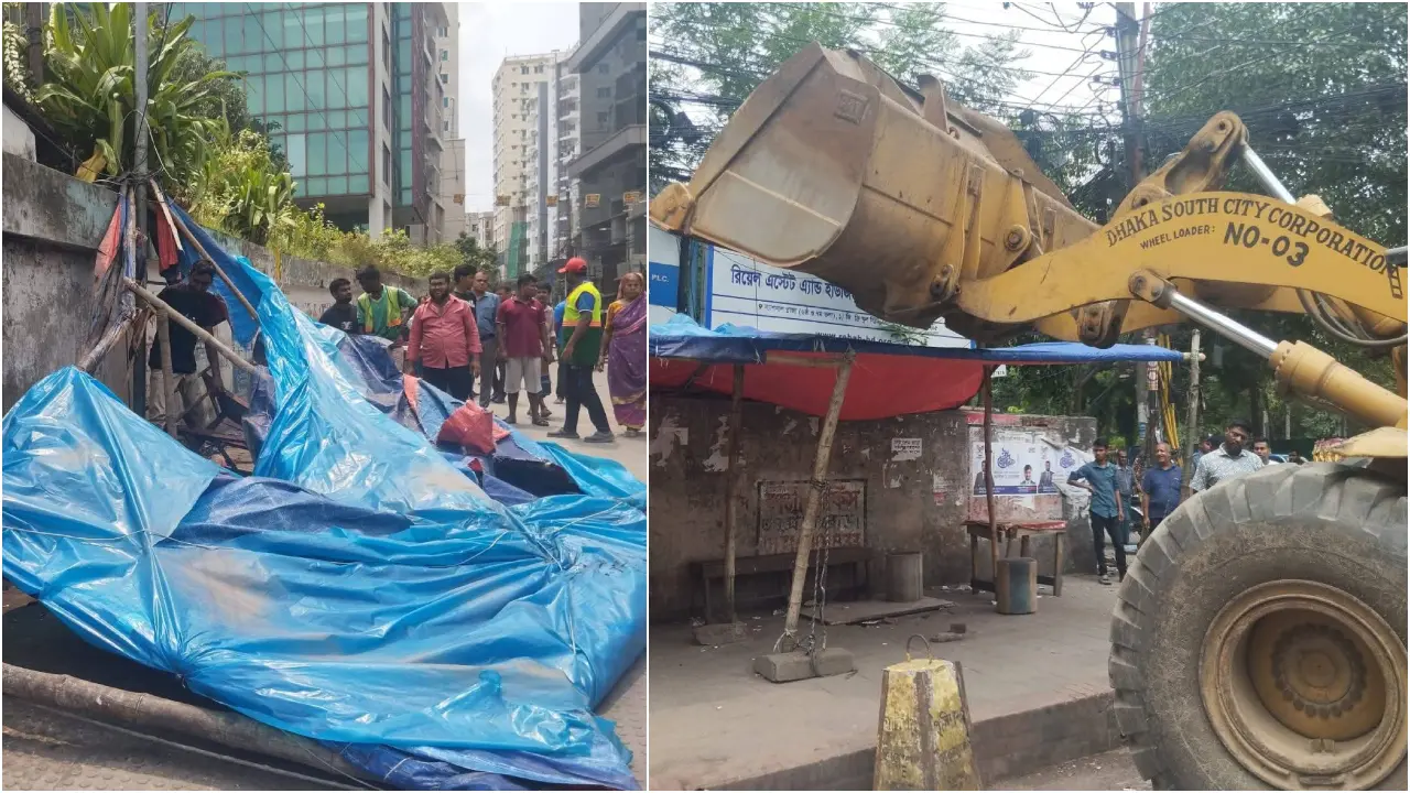 পান্থকুঞ্জের ভেতরে-বাইরে অবৈধ দোকান উচ্ছেদ করল ডিএসসিসি
