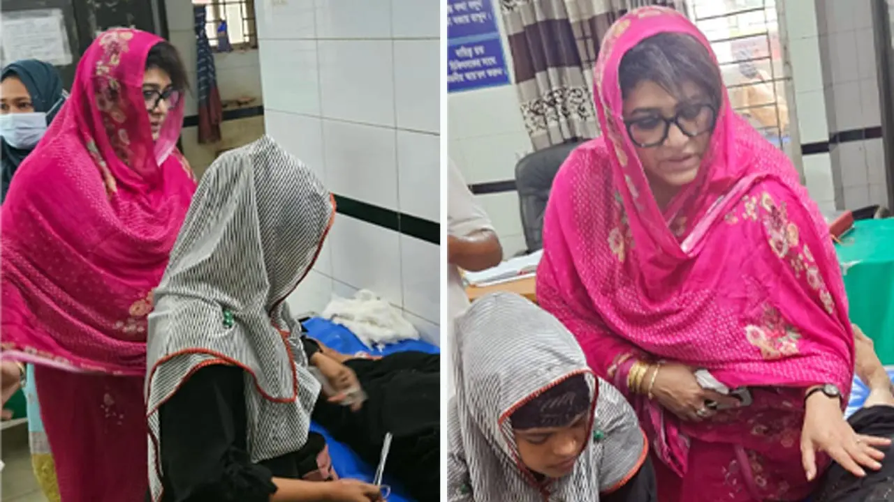 সড়ক দুর্ঘটনায় আহতদের নিজ গাড়িতে তুলে হাসপাতালে এমপি সাবিরা